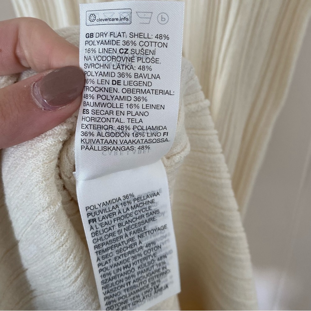 & Other Stories Cream Ribbed Knit Dress - Picture 3 of 9
